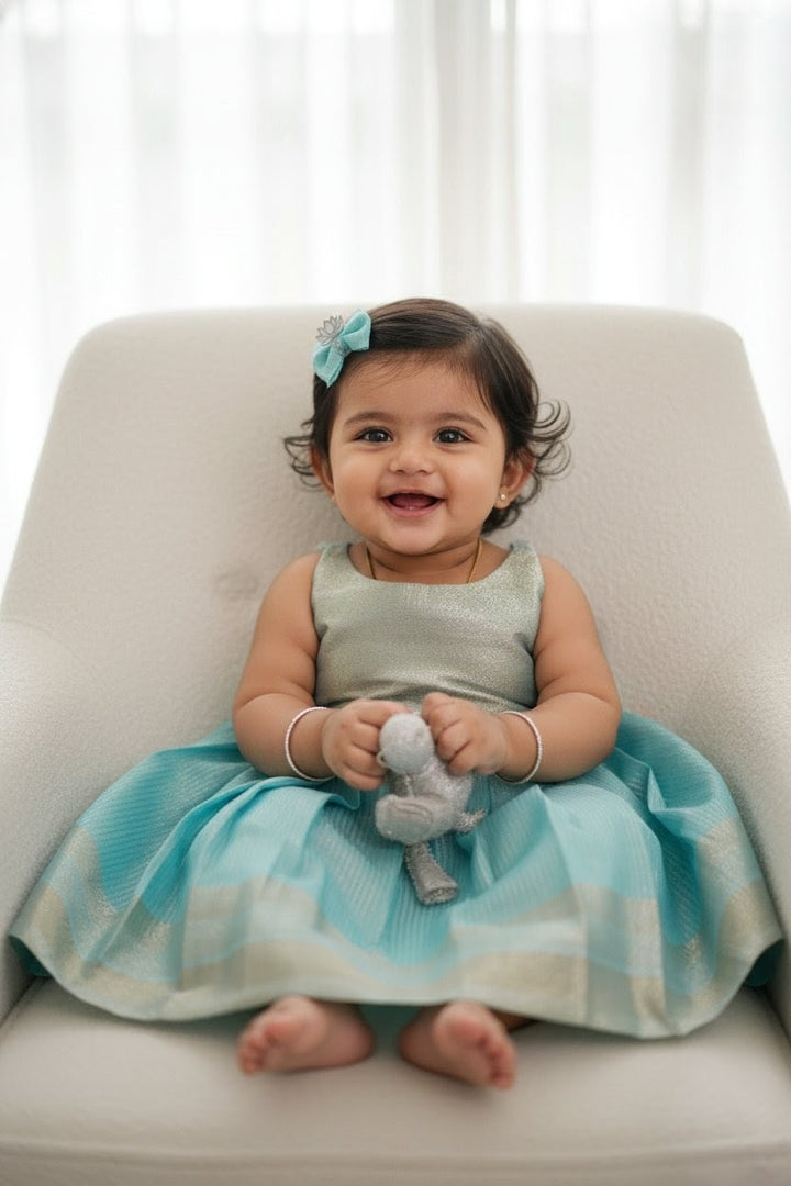 Blue Tissue Frock Minipattu