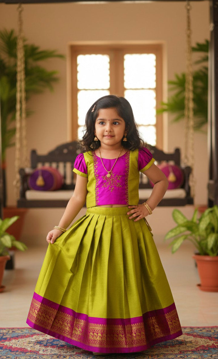 Anjali - Green Pink Designer Minipattu