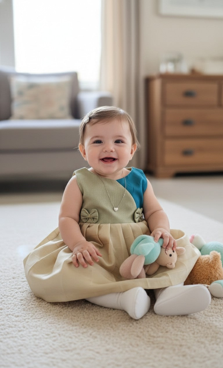 Ziya - Gold Blue Frock Minipattu