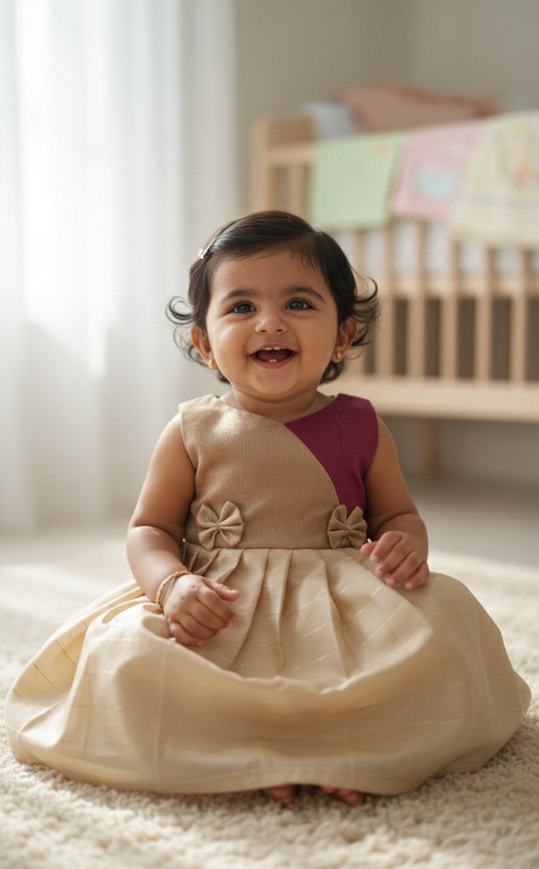 Ziya - Gold Wine Frock Minipattu