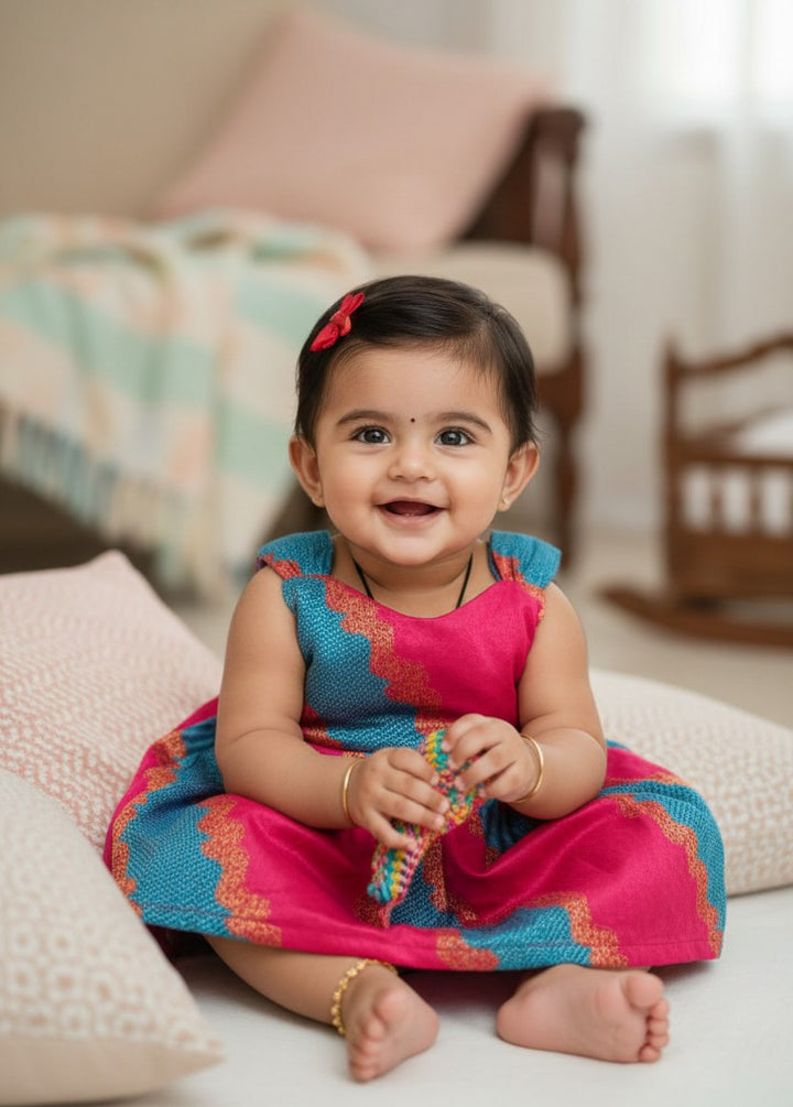 Mahi - Blue Pink Frock Minipattu