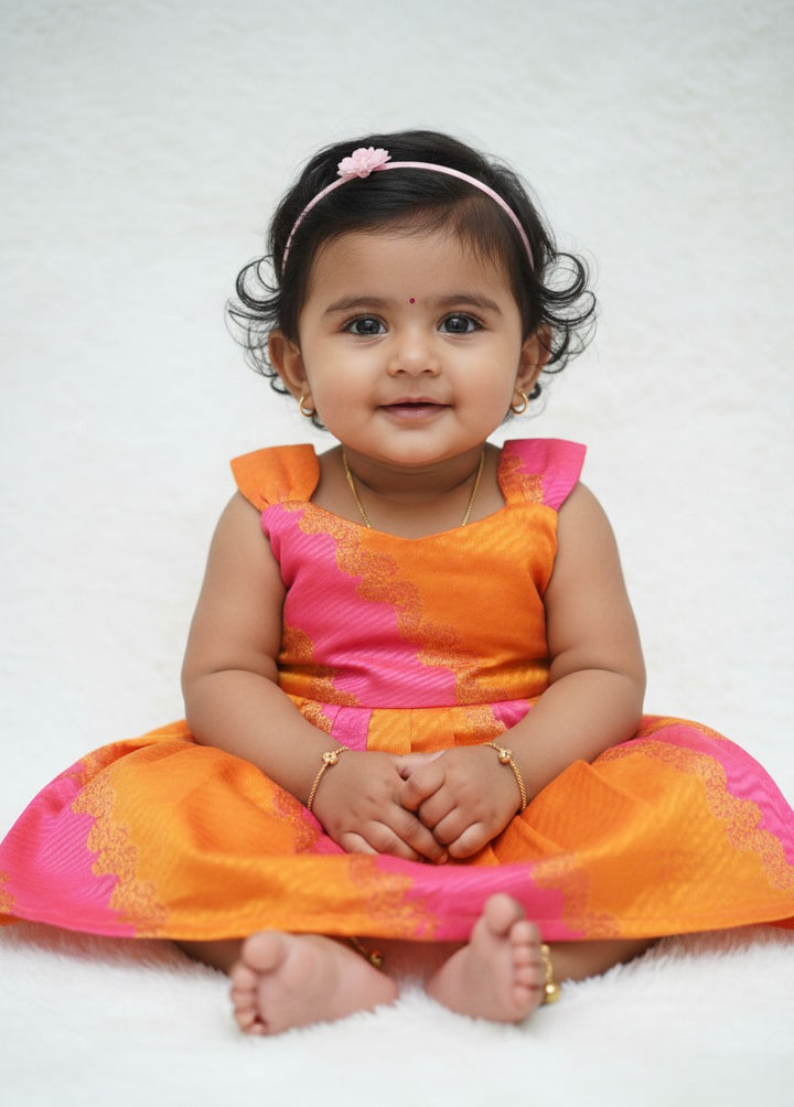 Mahi - Mustard Pink Frock Minipattu