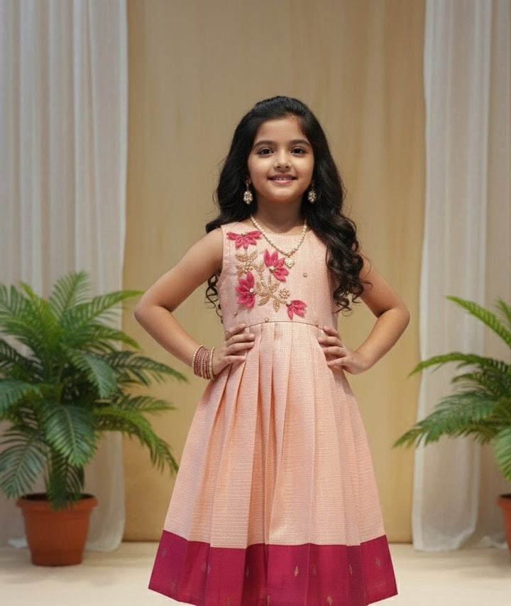 Yashika - Peach Pink Designer Minipattu