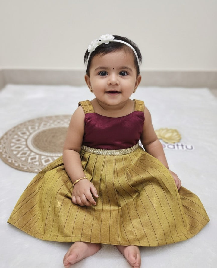 Yamini - Burgundy Mehandi Green Frock Minipattu