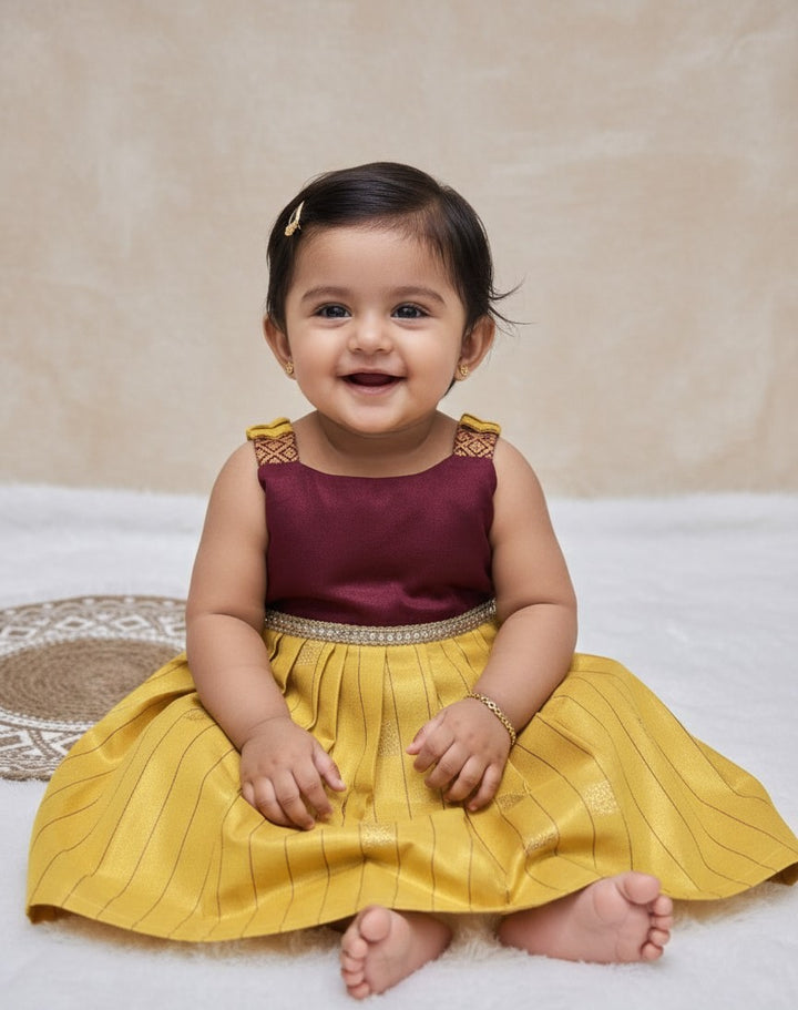 Yamini - Burgundy Yellow Frock Minipattu