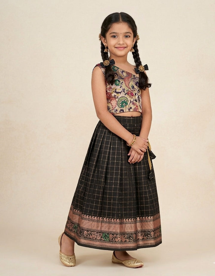 Paithani Checks Black Designer Minipattu