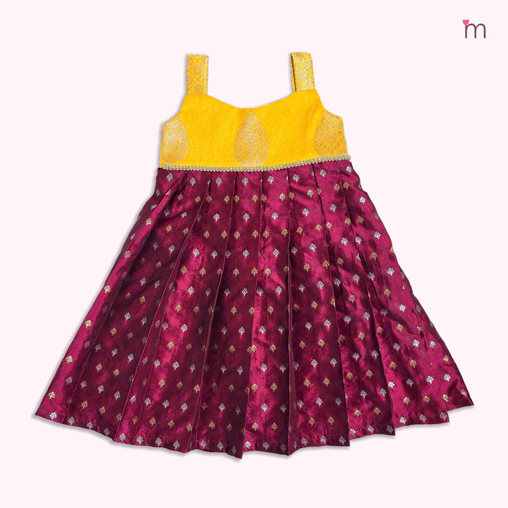 Dheema - Yellow Burgundy Frock Minipattu