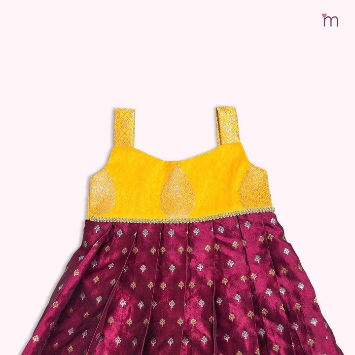 Dheema - Yellow Burgundy Frock Minipattu