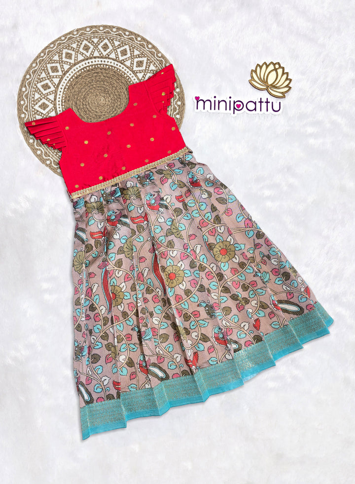 Aarna - Red Turquoise Frock Minipattu