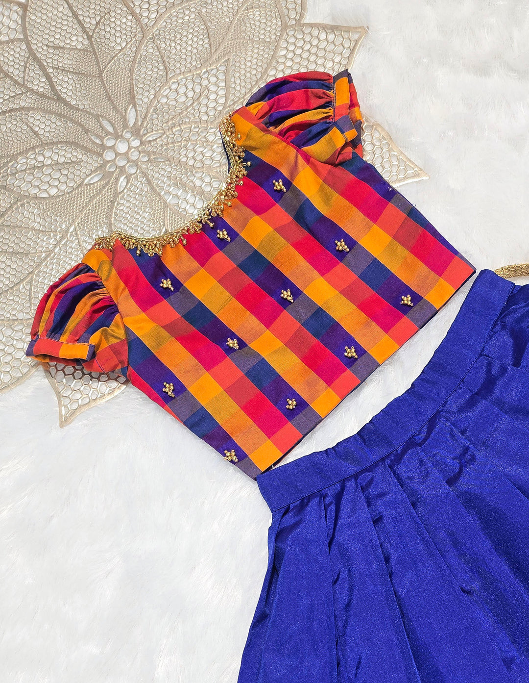 Kanimozhi - Blue Checks Designer Minipattu