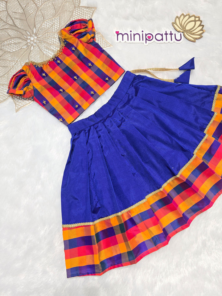 Kanimozhi - Blue Checks Designer Minipattu