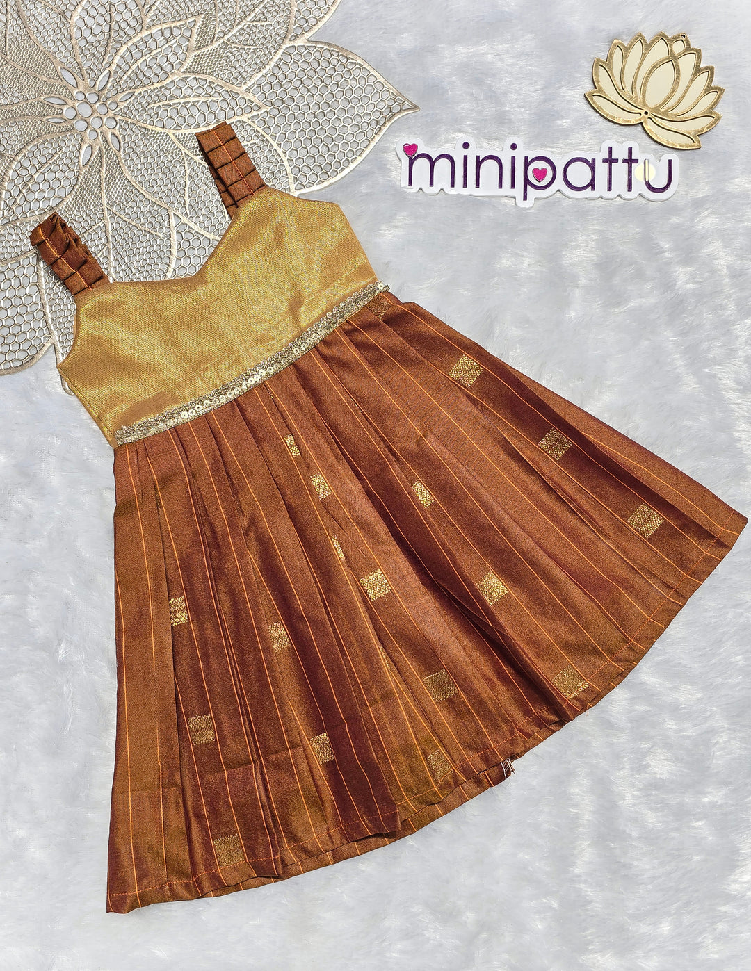 Yamini - Gold Brown Frock Minipattu