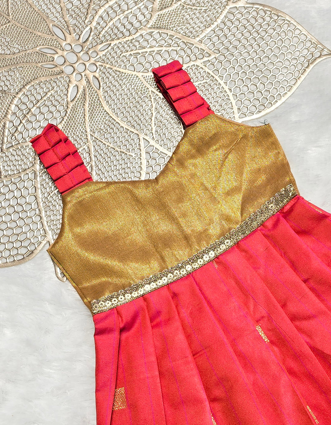 Yamini - Gold Pink Frock Minipattu