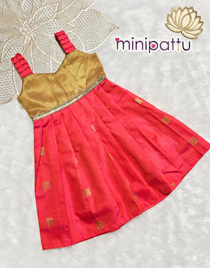 Yamini - Gold Pink Frock Minipattu