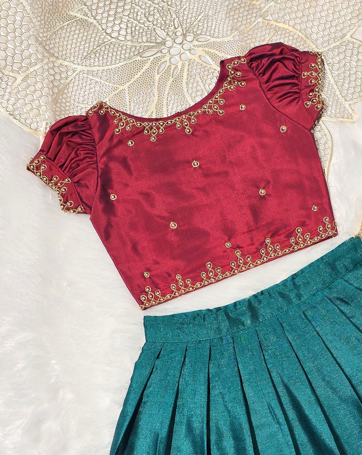 Kolam - Maroon Teal Green Designer Minipattu