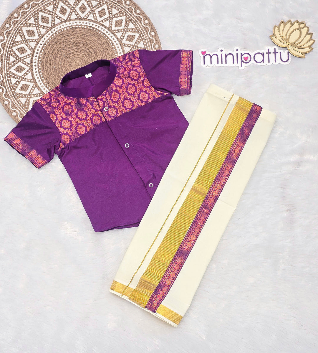 Shyam - Violet Shirt & Dhothi Set