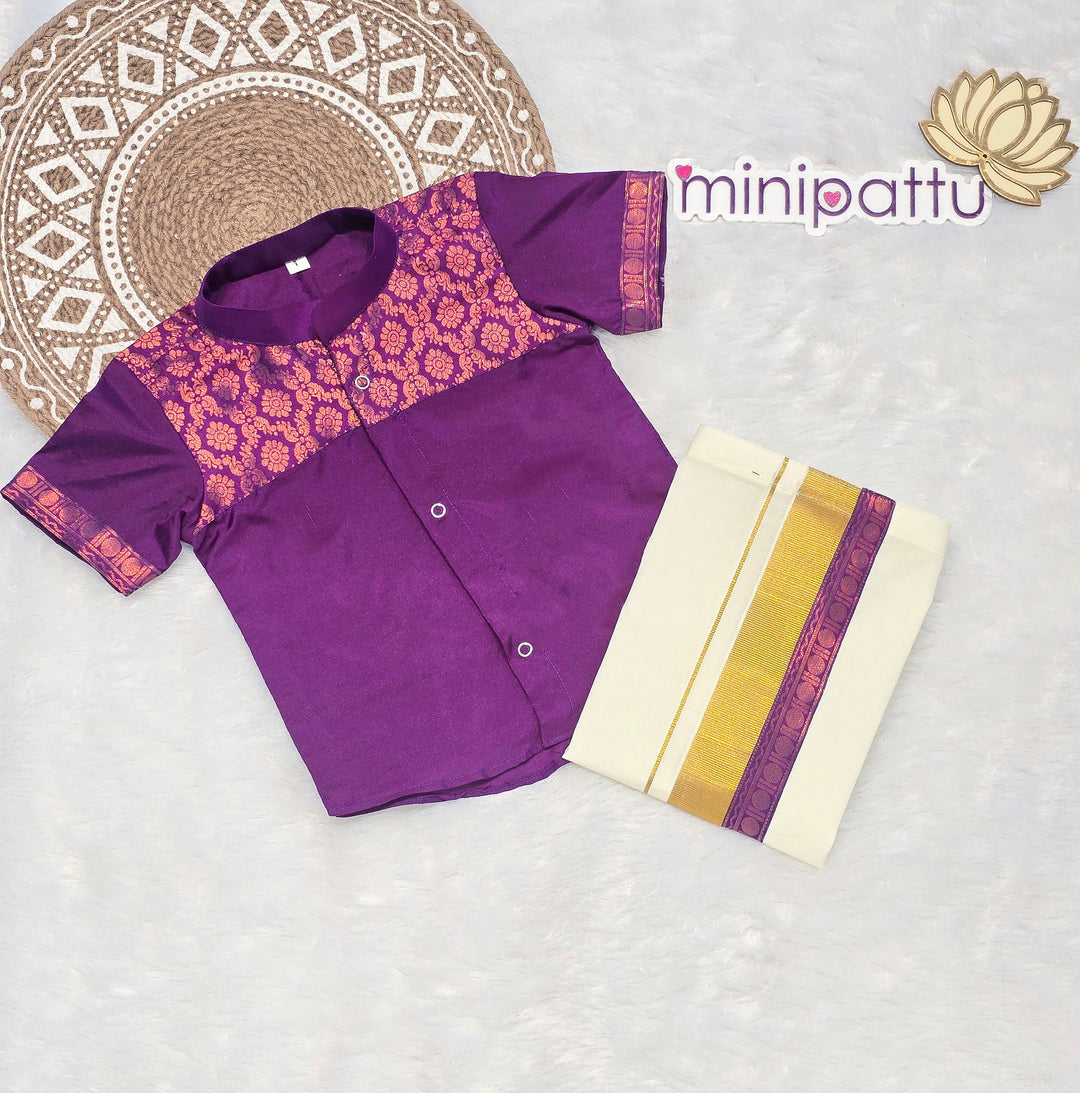 Shyam - Violet Shirt & Dhothi Set
