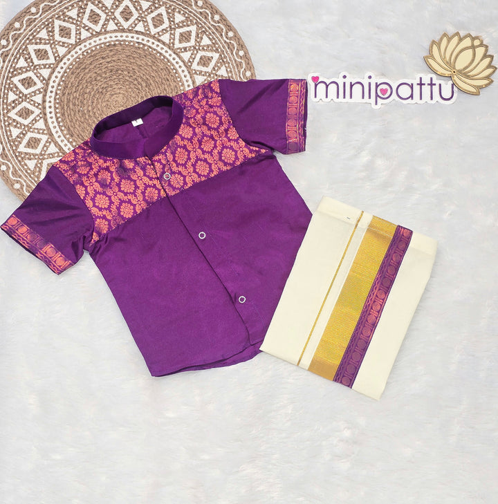 Shyam - Violet Shirt & Dhothi Set