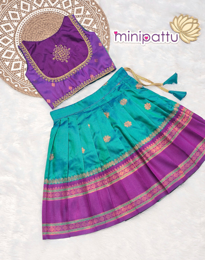 Namratha - Violet Teal Blue Designer Minipattu