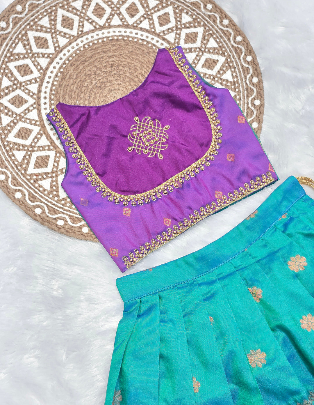 Namratha - Violet Teal Blue Designer Minipattu