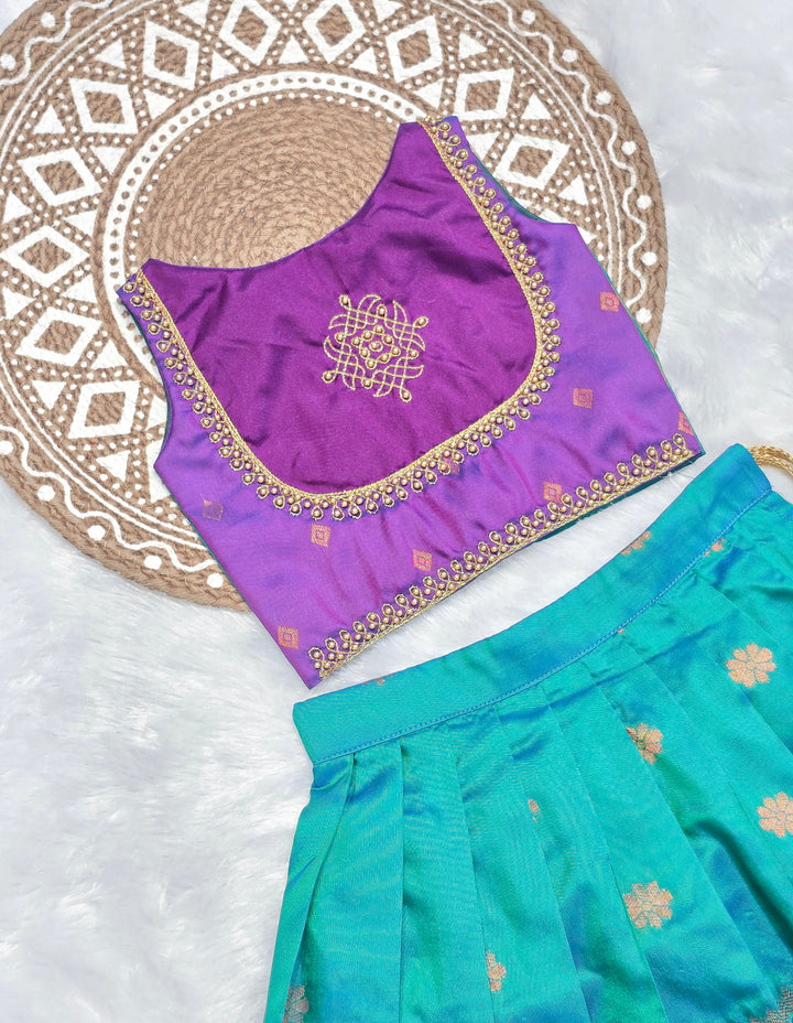 Namratha - Violet Teal Blue Designer Minipattu