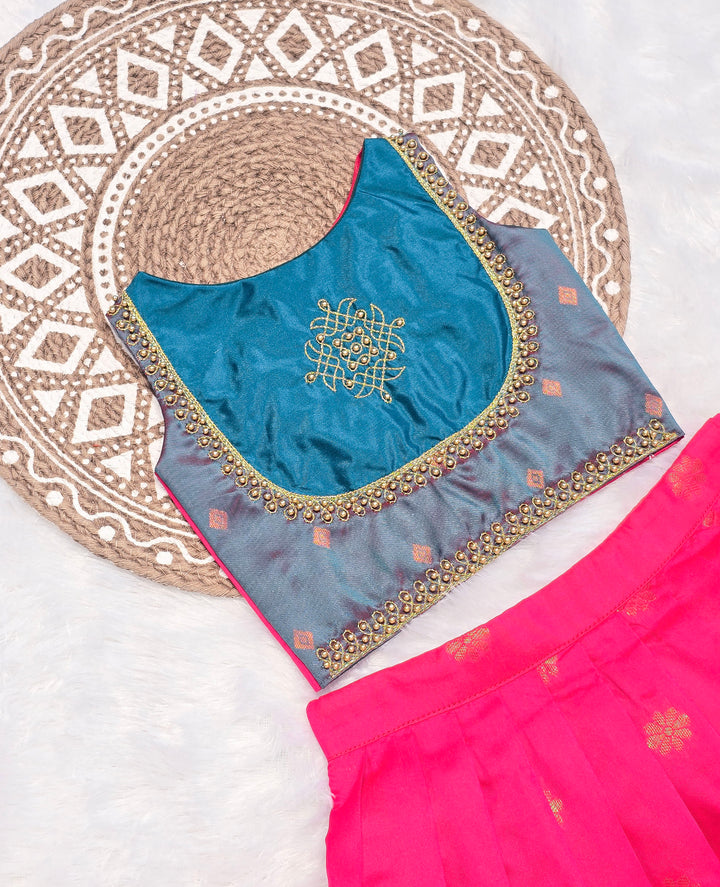 Namratha - Teal Hot Pink Designer Minipattu