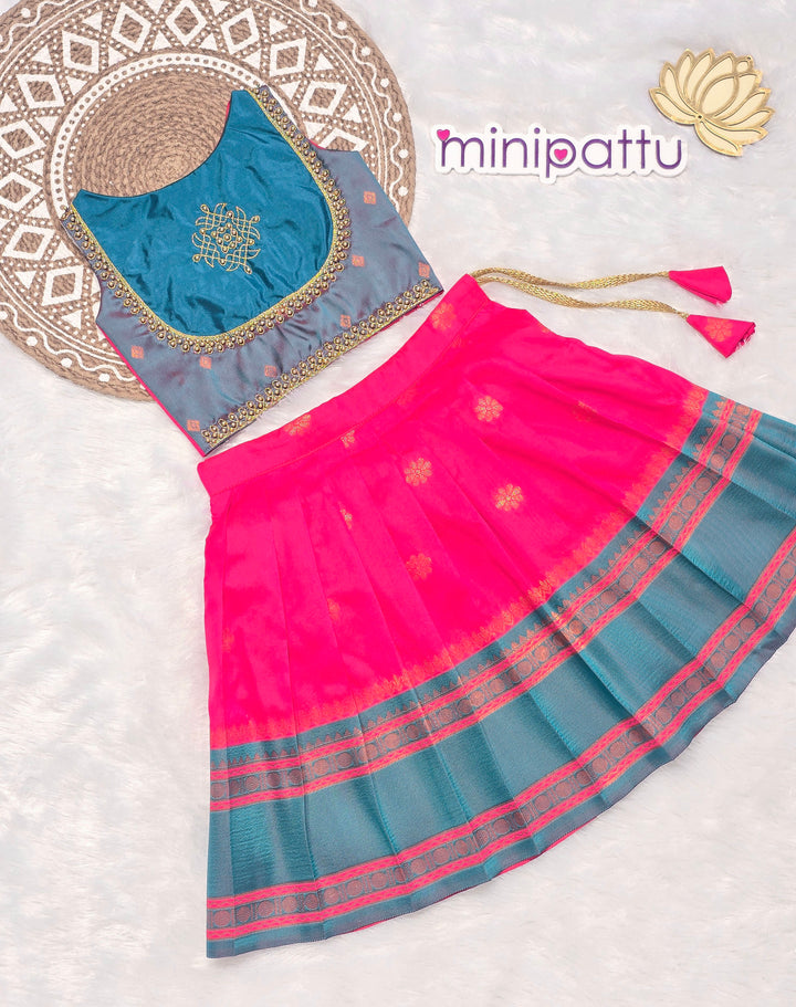 Namratha - Teal Hot Pink Designer Minipattu