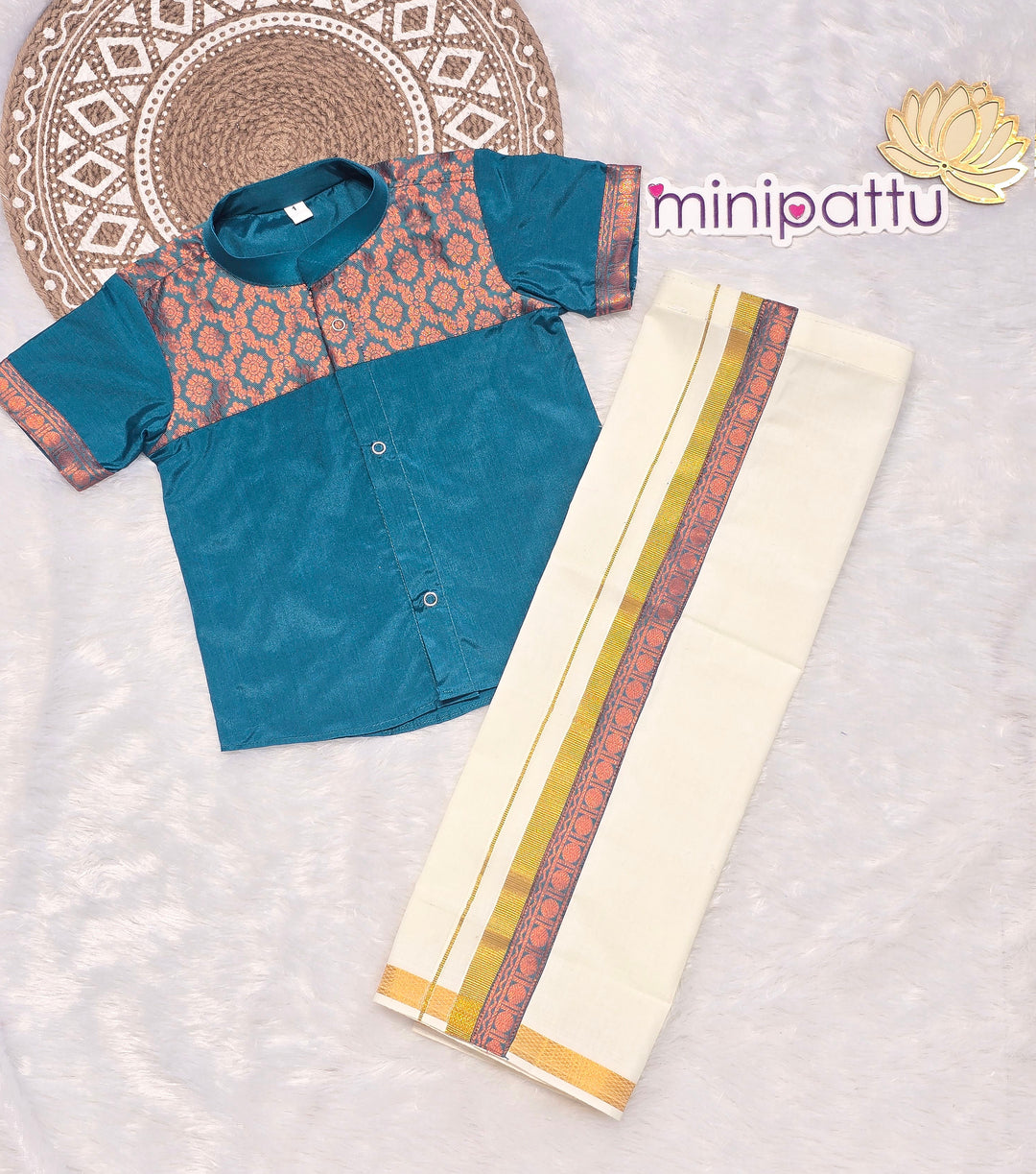 Shyam - Teal Shirt & Dhothi Set