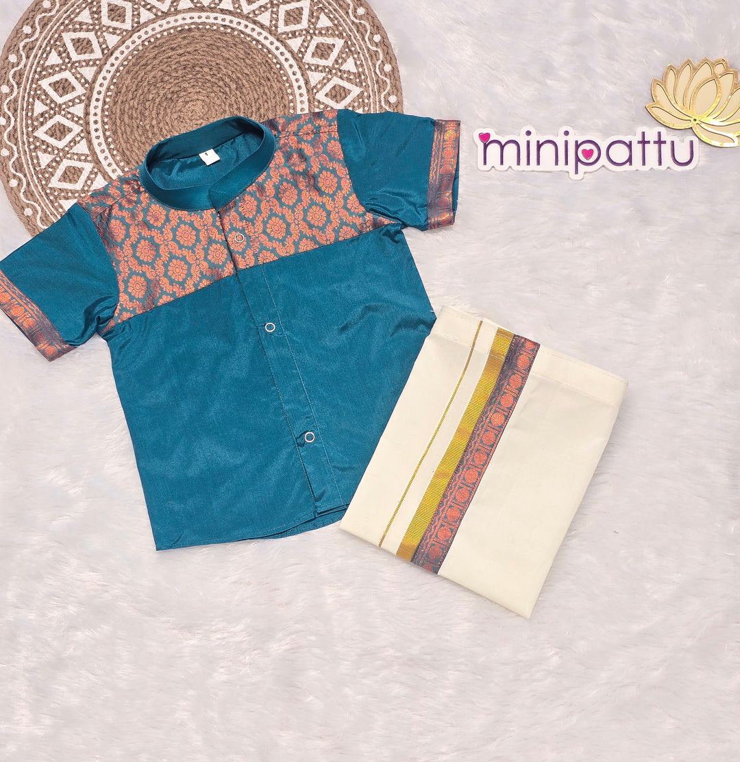 Shyam - Teal Shirt & Dhothi Set