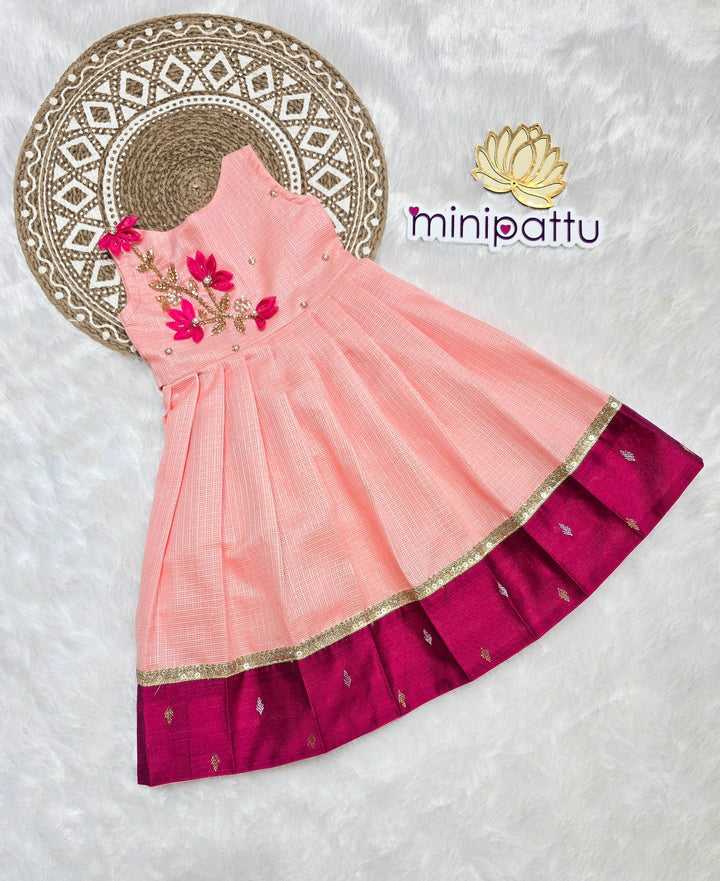 Yashika - Peach Pink Designer Minipattu