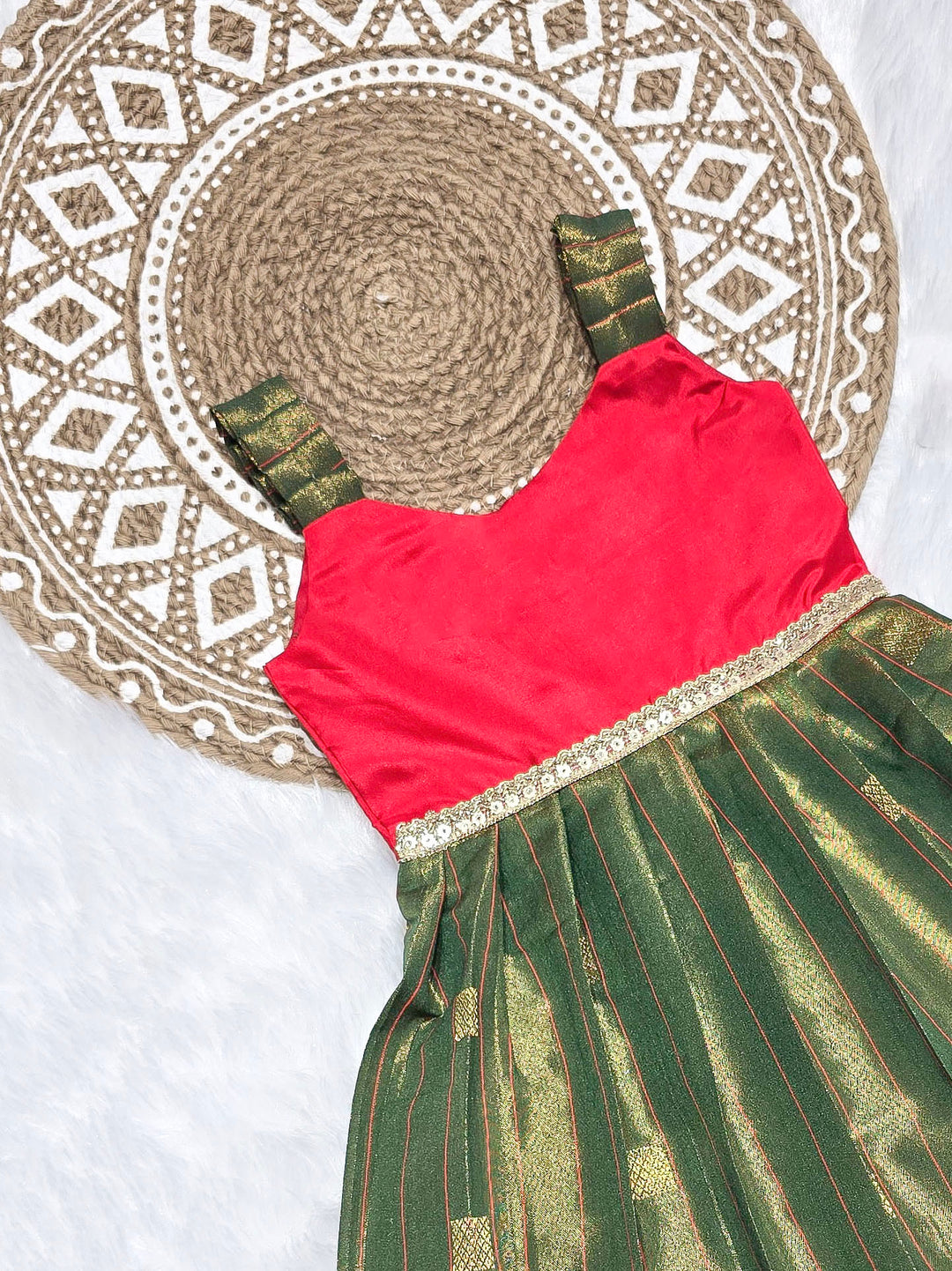 Yamini - Red Green Frock Minipattu