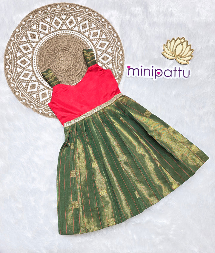 Yamini - Red Green Frock Minipattu