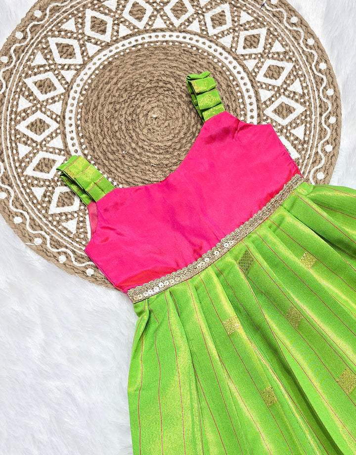 Yamini - Pink Green Frock Minipattu