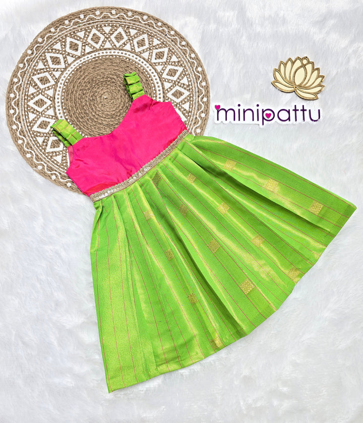 Yamini - Pink Green Frock Minipattu