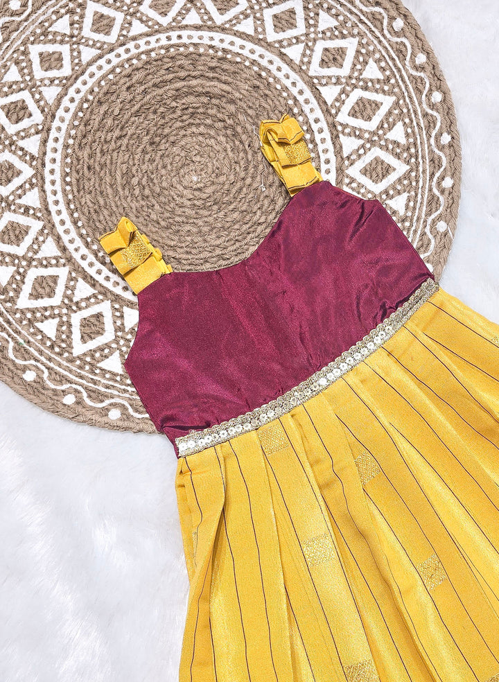 Yamini - Burgundy Yellow Frock Minipattu