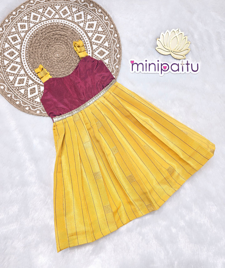 Yamini - Burgundy Yellow Frock Minipattu