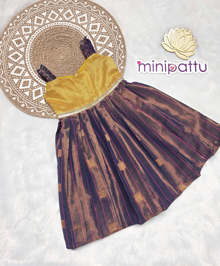 Yamini - Gold Blue Frock Minipattu