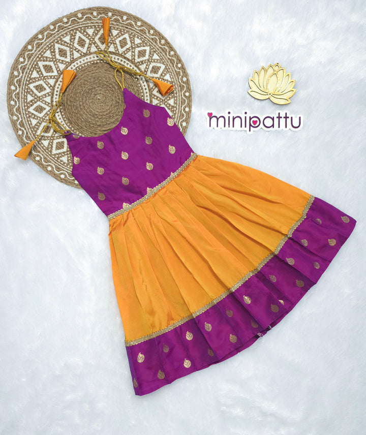 Navya - Magenta Mustard Yellow Butta Frock