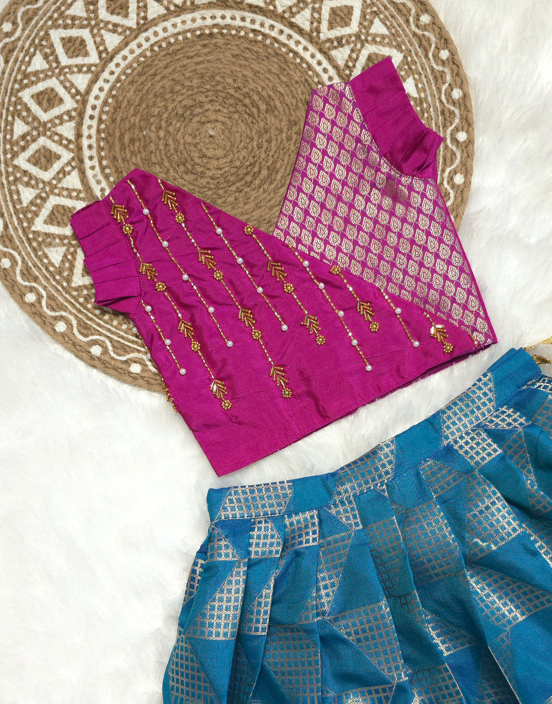 Sreesha Design Sreesha - Magenta Blue Designer Minipattu