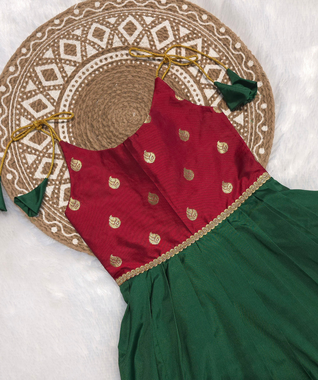 Navy - Maroon Green Butta Frock