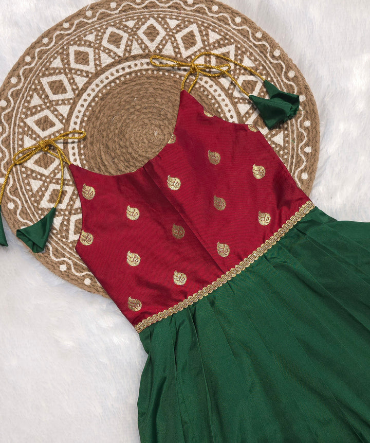 Navy - Maroon Green Butta Frock