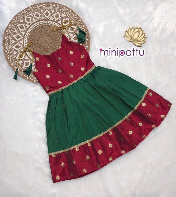 Navy - Maroon Green Butta Frock