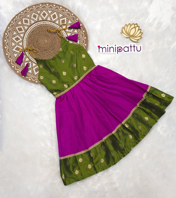 Navy - Green Magenta Butta Frock