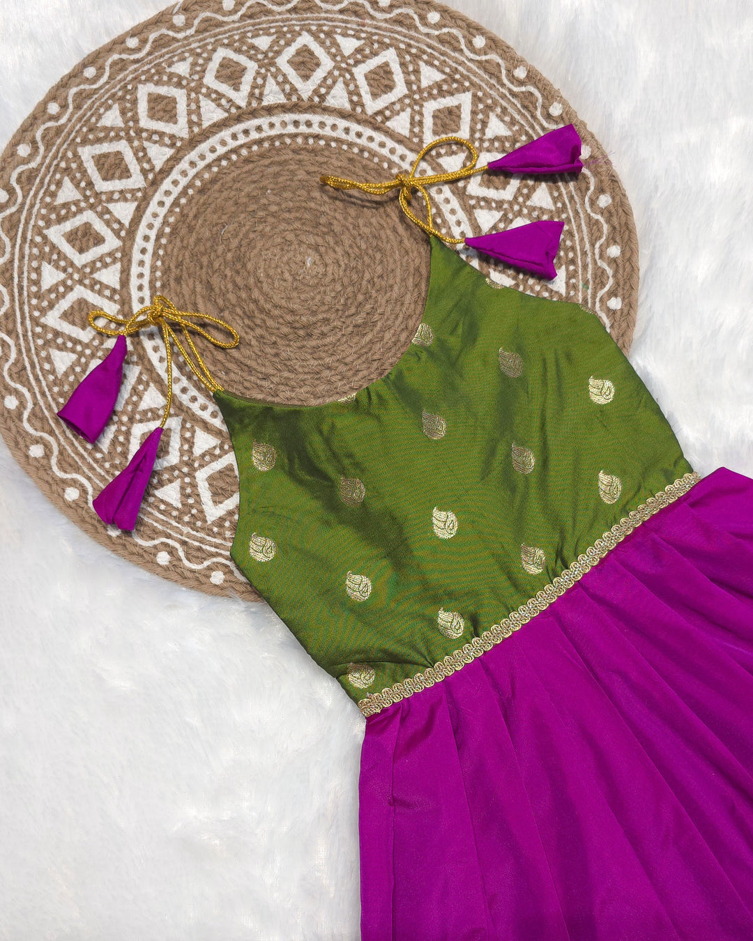 Navy - Green Magenta Butta Frock