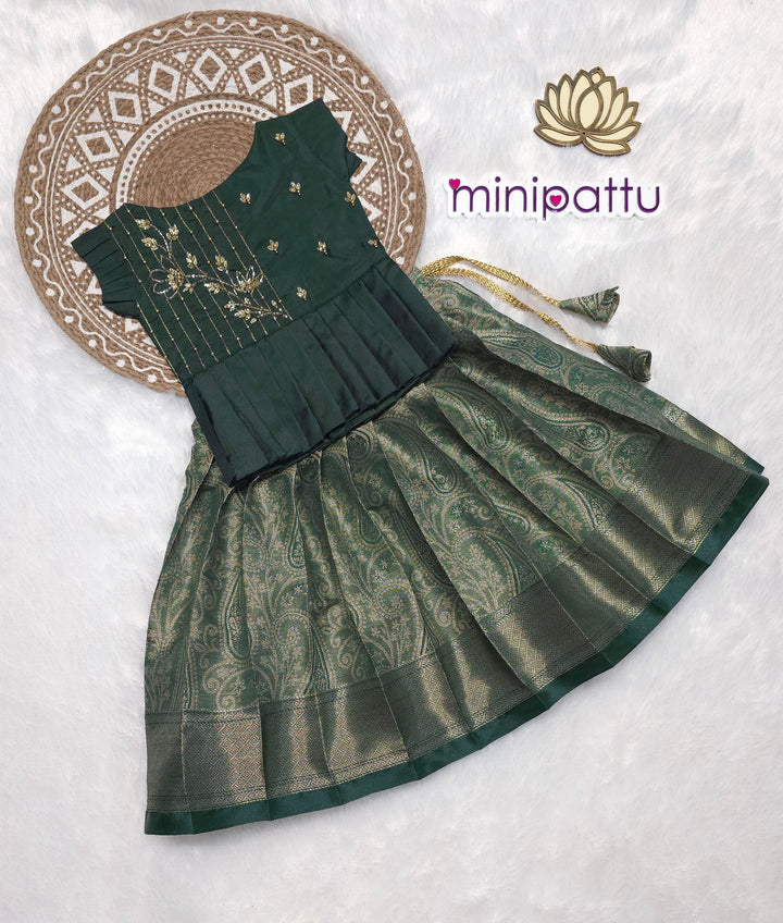 Apsara - Bottle Green Designer Minipattu