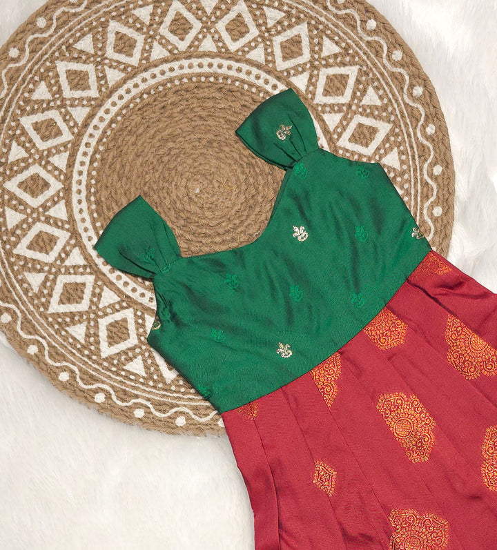 Rithu - Green Maroon Frock Minipattu