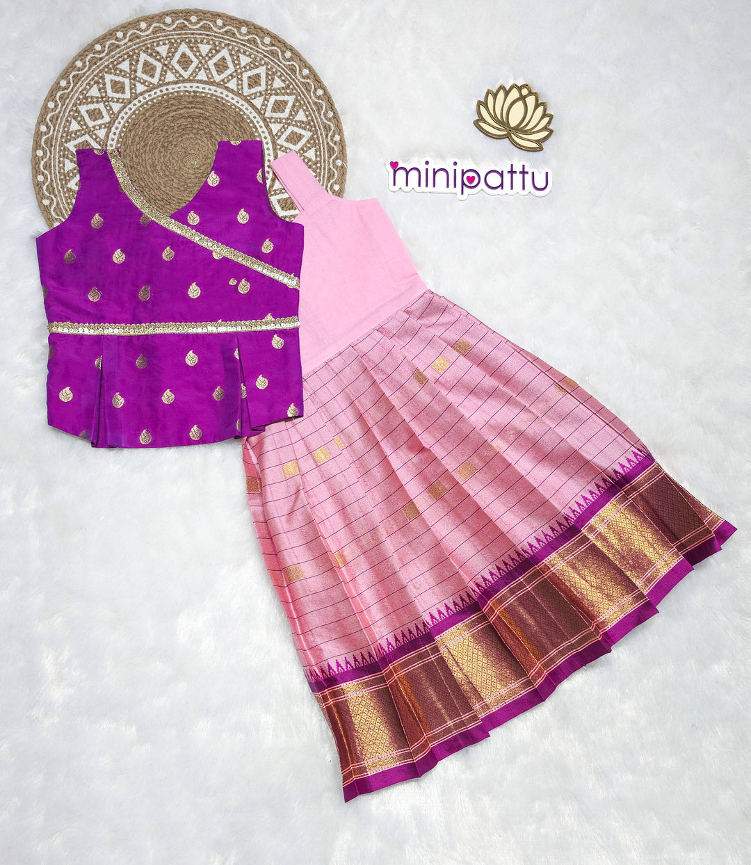 Nithya - Purple Pink Pattu Pavadai Minipattu