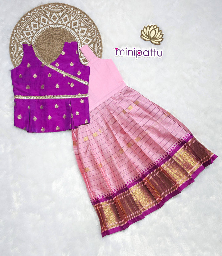 Nithya - Purple Pink Pattu Pavadai Minipattu
