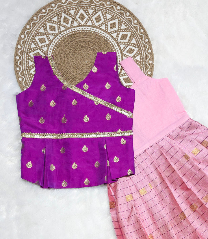 Nithya - Purple Pink Pattu Pavadai Minipattu