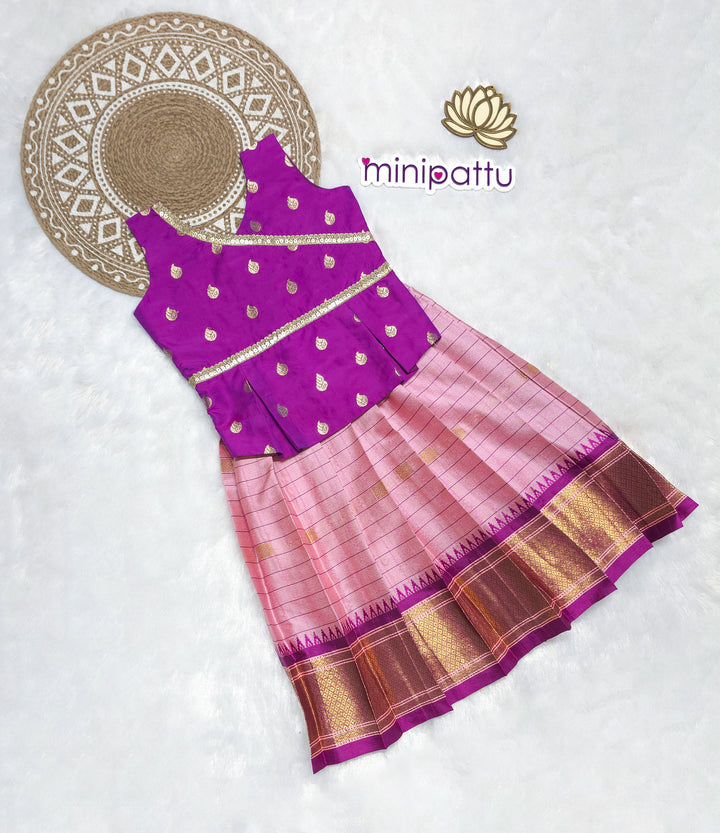 Nithya - Purple Pink Pattu Pavadai Minipattu